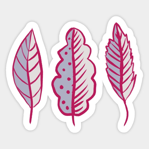 Abstract Decorative Pink Leaves Sticker by Boriana Giormova